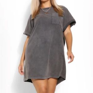 Boohoo Acid Wash Charcoal T Shirt Dress Petite 4